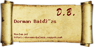 Dorman Balázs névjegykártya